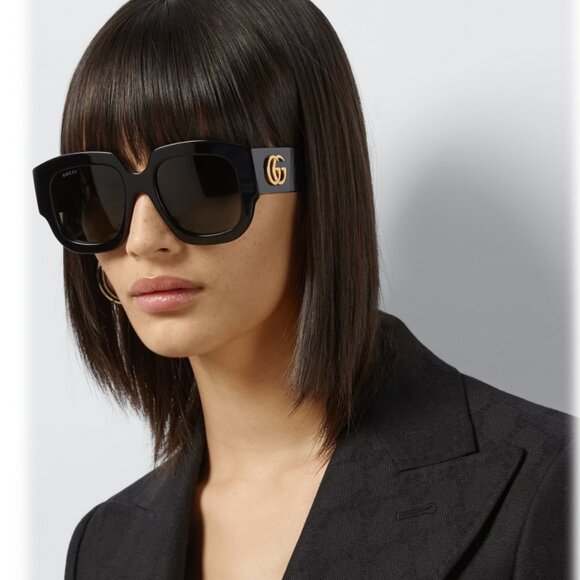 Gucci GG1546S 002 Sunglasses Dark Havana Square Frame, Brown Lenses - Picture 2 of 11